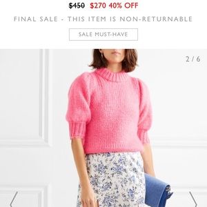 Pink Ganni mohair and wool blend sweater, Size XS